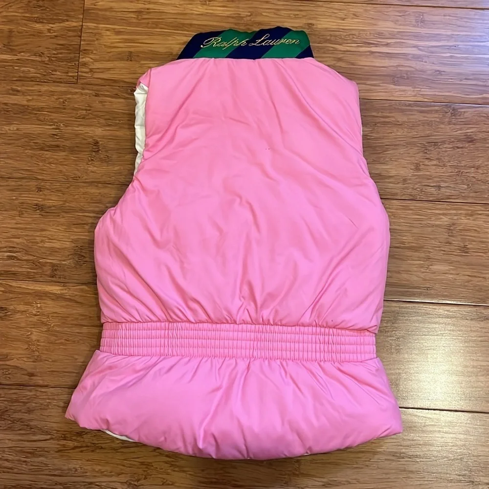 Ralph Lauren girls size 4-5 reversible puffer vest pink/cream NWOT - Picture 4 of 12